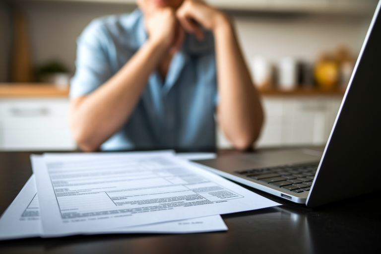personne-table-cuisine-ordinateur-documents