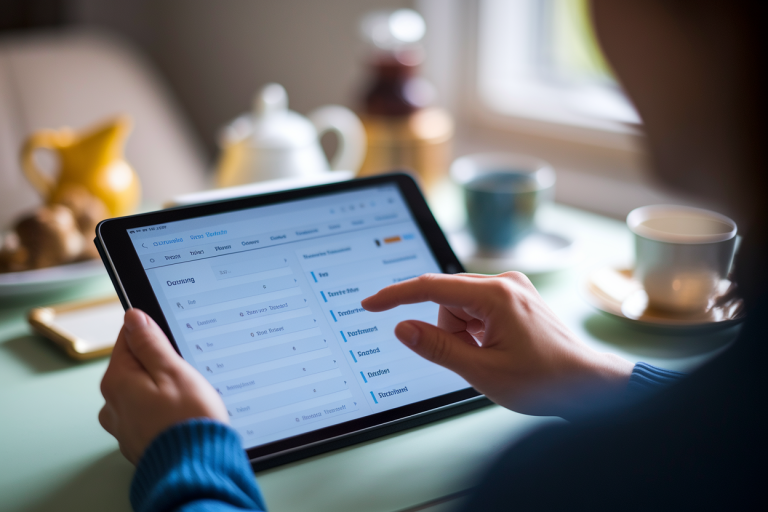 personne-tablette-interaction-objets-flous