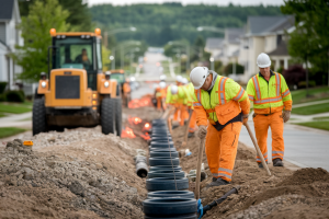rue-residentielle-ouvriers-canalisations-engins