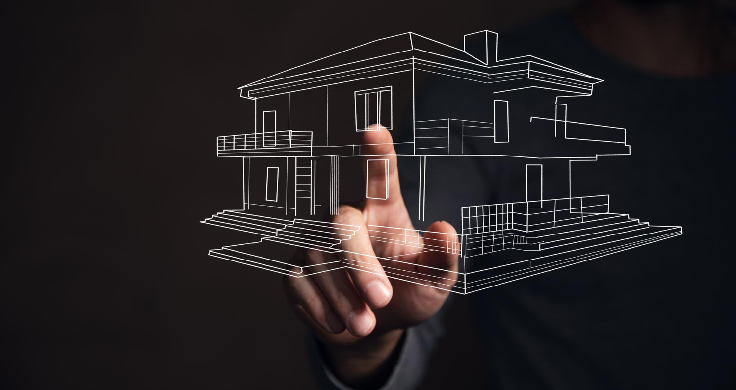 Projection de balayage holographique de maison moderne